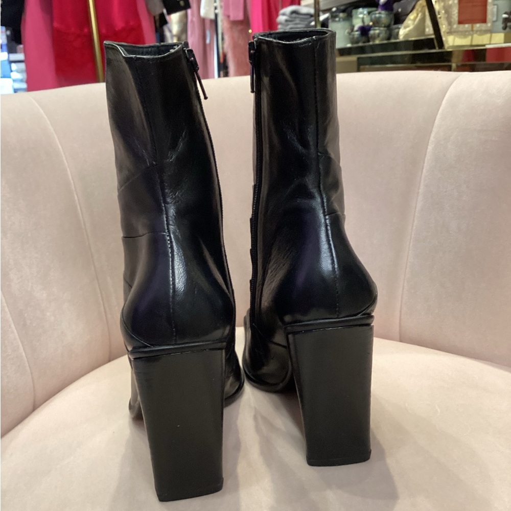 Y2K leather skinny square pointed high heel boot - Picture 6 of 9